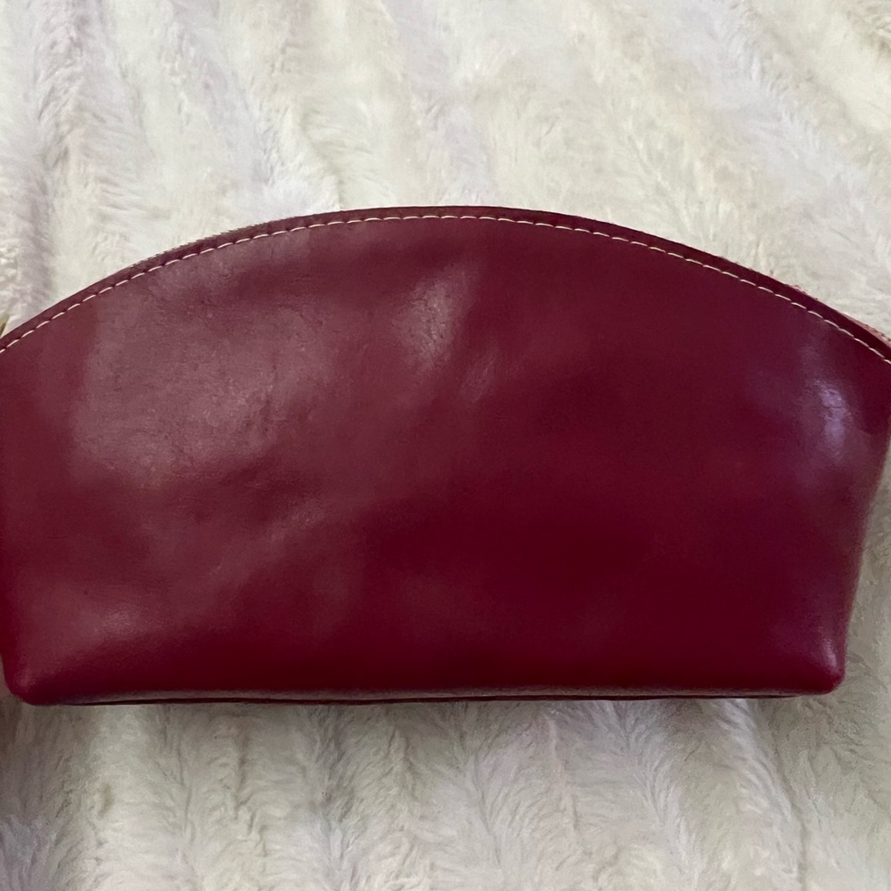 Portland, leather goods, cranberry or boysenberry eclipse makeup bag. Unicorn!!
